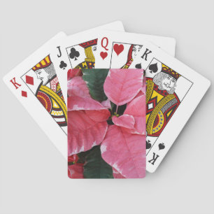 Jeu De Cartes Argent Star Marbre Poinsettias Pink Holiday Floral