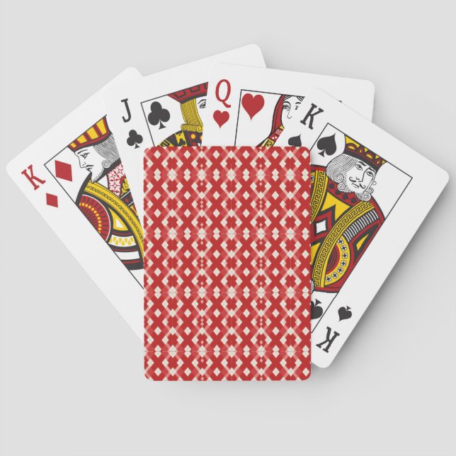 Jeu De Cartes Argyle, rouge blanc rose Saint-Valentin  (dos)