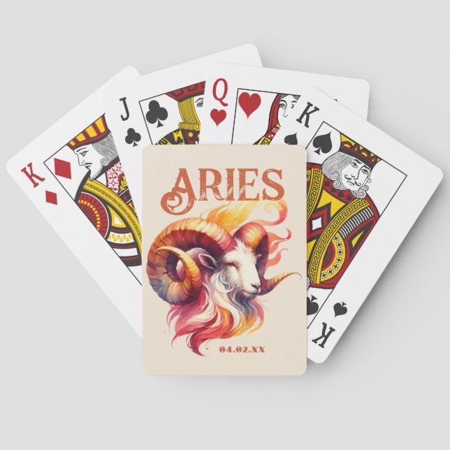 Jeu De Cartes Aries Ram Aquarelle Zodiac Sign Custom Birday (dos)