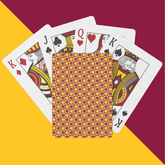 Jeu De Cartes Arizona Maroon and Gold Checkerboard Pattern (A deck of playing cards with a maroon and gold pattern featuring the US state of Arizona)