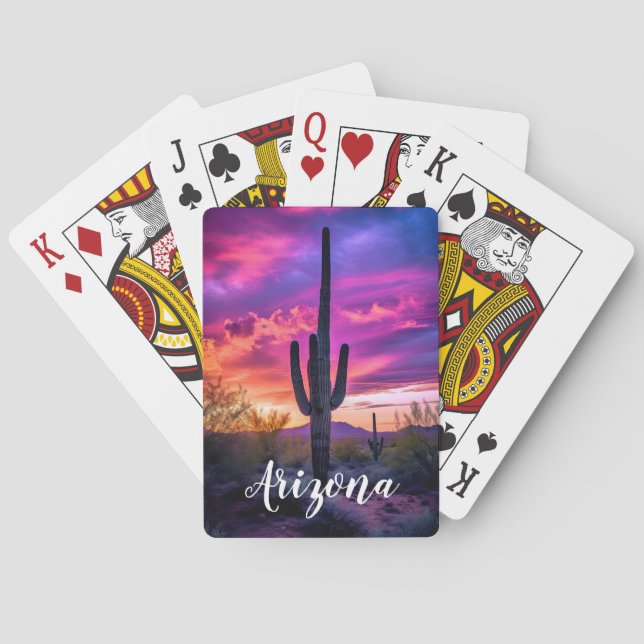 Jeu De Cartes Arizona Saguaro Cactus Sud-Ouest Désert Sunset (dos)