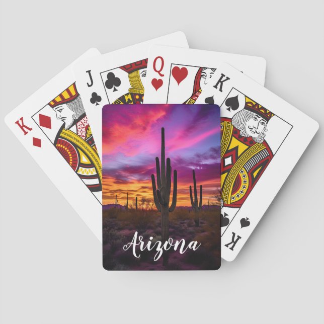 Jeu De Cartes Arizona Saguaro Cactus Sud-Ouest Désert Sunset (dos)