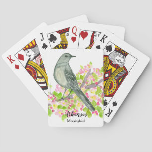 Jeu De Cartes Arkansas State Bird Mockingbird Fleurs roses