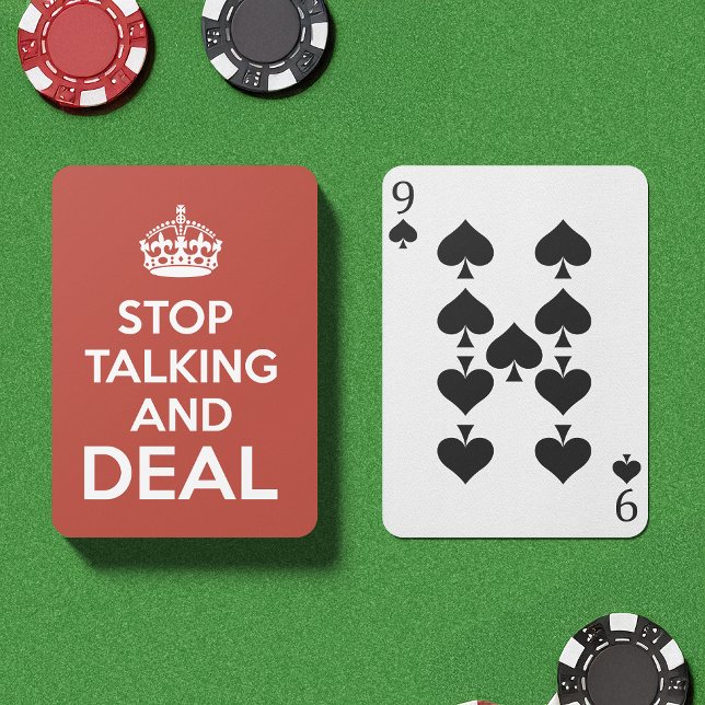 Jeu De Cartes Arrêtez de parler et d'accord (An ultra cool deck of playing cards. Featuring the phrase “Stop Talking and Deal”)