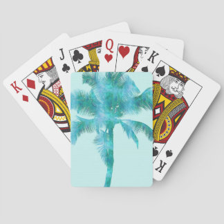Jeu De Cartes Arrière - plan d'aquarelle bleu silhouette de Palm