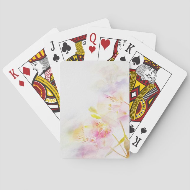 Jeu De Cartes arrière - plan fleuri avec fleurs d'aquarelle (dos)