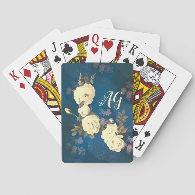 Jeu De Cartes Arrière - plan gothique de couronne de roses blanc (dos)