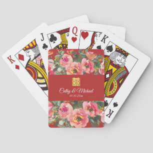 Jeu De Cartes Arrière - plan rose double bonheur symbole