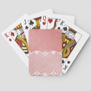 Jeu De Cartes Arrière - plan rose et blanc avec la dentelle