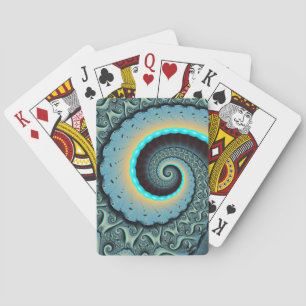 Jeu De Cartes Art abstrait bleu turquoise orange spirale fractal