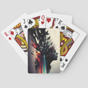 Jeu De Cartes Art abstrait boho avec visage de fille