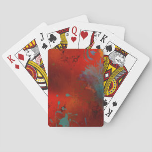 Jeu De Cartes Art abstrait grunge rouge, aqua et or