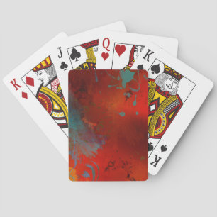 Jeu De Cartes Art abstrait grunge rouge, aqua et or