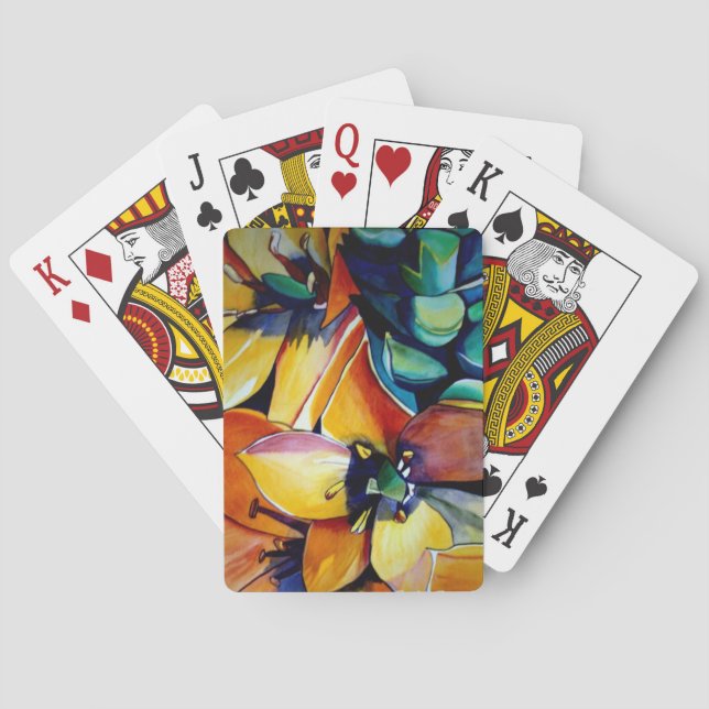 Jeu De Cartes Art aquarelle de la fleur étoile de Bethléem jaune (dos)