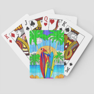Jeu De Cartes Art côtier de surf de faux grain en bois