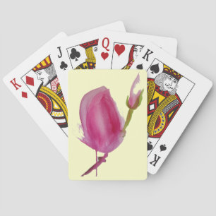 Jeu De Cartes Art de fleur d'aquarelle de magnolia rose