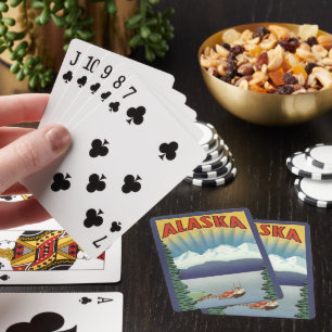 Jeu De Cartes Art de l'affiche de voyage vintage en Alaska, Pays