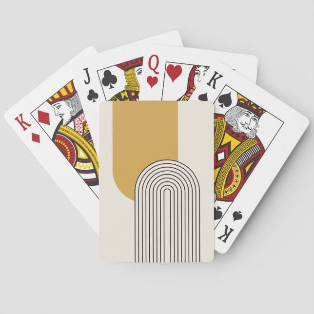 Jeu De Cartes Art de ligne de style du milieu du siècle avec arc (dos)