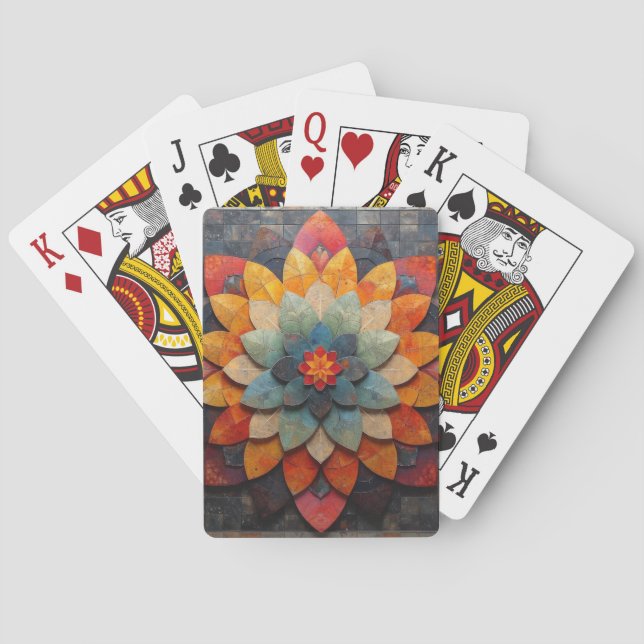 Jeu De Cartes Art de mandala fleur texturée (dos)