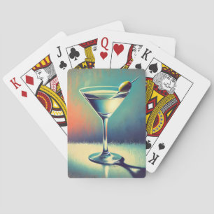 Jeu De Cartes Art de martini du milieu du siècle, j'aime le blue