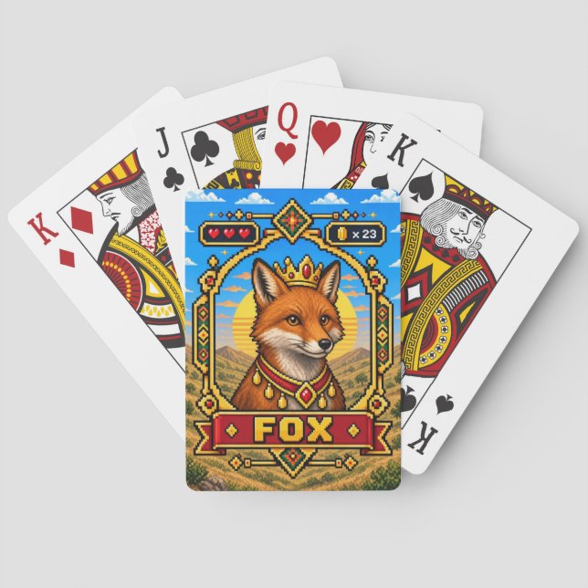 Jeu De Cartes Art de pixel rétro 8 bits de renard (dos)