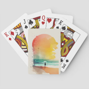 Jeu De Cartes Art de plage abstrait Marche dans les vagues