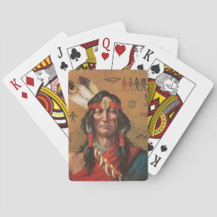 Jeu De Cartes Art de portrait de chef amérindien vintage