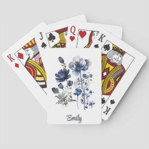 Jeu De Cartes Art de style Delft bleu et blanc avec fleurs sauva