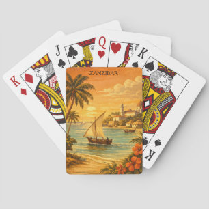 Jeu De Cartes Art de voyage tropical vintage de Zanzibar
