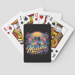 Jeu De Cartes Art de voyage vaporwave rétro coloré Miami