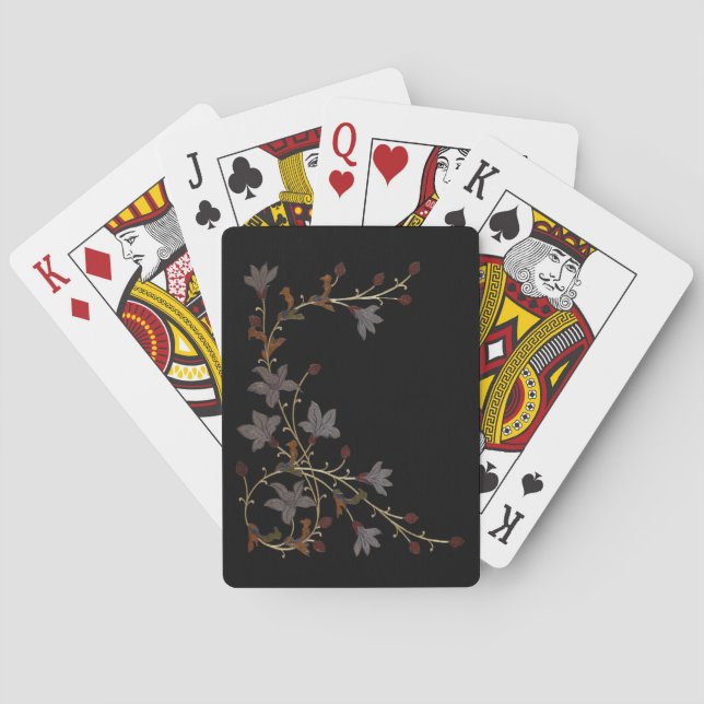 Jeu De Cartes Art Deco Flowers On Black (dos)