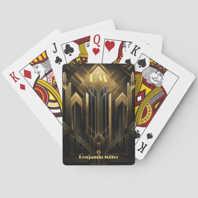 Jeu De Cartes Art Déco Retro Vintage Classic des années 1920 Noi (dos)