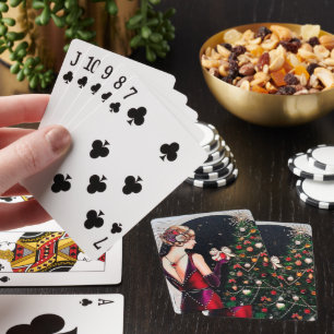 Jeu De Cartes Art Déco rétro vintage dame de Noël