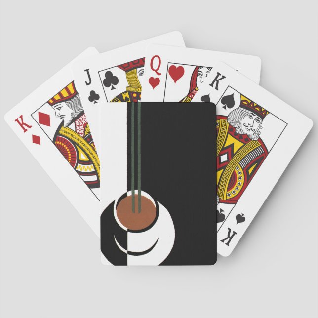 Jeu De Cartes Art Déco vintage, tasse de café avec vapeur (dos)