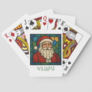 Jeu De Cartes Art déco vitrail de Noël Santa personnalisé