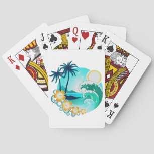 JEU DE CARTES ART DU SURF TROPICAL HAWAIIEN