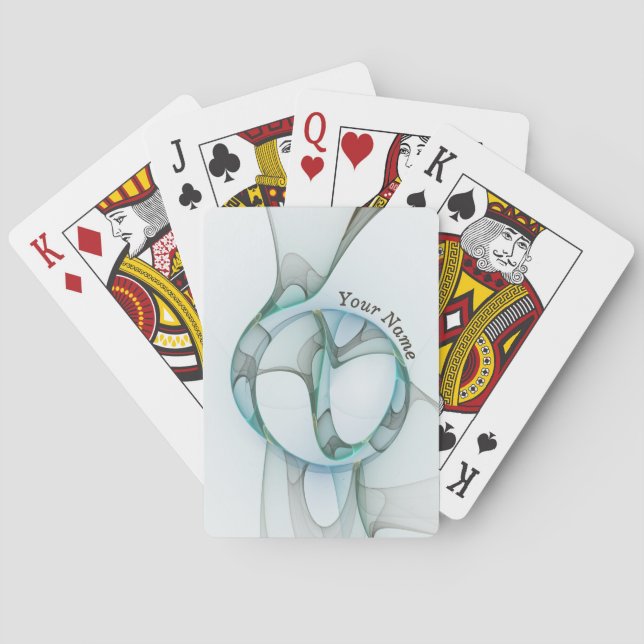 Jeu De Cartes Art fractal bleu turquoise gris Nom Abstrait (dos)