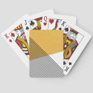 Jeu De Cartes Art géométrique simple noir, blanc et jaune