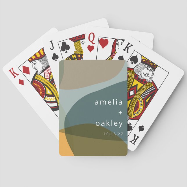 Jeu De Cartes Art moderne Abstrait Vert Sage Turquoise Personnal (dos)