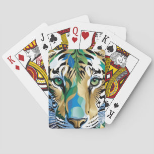 Jeu De Cartes Art moderne Photo Vert Yeux Visage animal Tigre