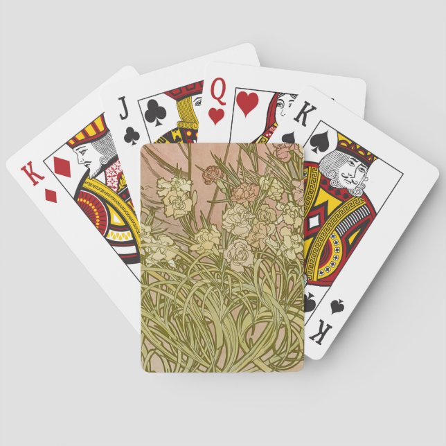 Jeu De Cartes Art Nouveau Alphonse Mucha Fleurs de carnation flo (dos)