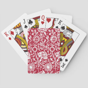 Jeu De Cartes Art Nouveau Carnation Damask, rouge et blanc