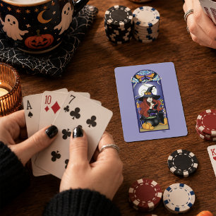 Jeu De Cartes Art Nouveau Sorcière d'Automne Citrouilles Lune Vi