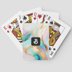 Jeu De Cartes Art parties scintillant abstrait en marbre pastel