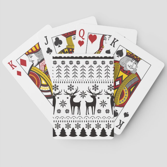 Jeu De Cartes Art populaire moderne rennes de Noël (dos)
