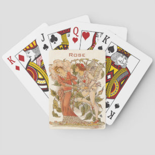 Jeu De Cartes Art Victorien vintage, Rose par Walter Crane