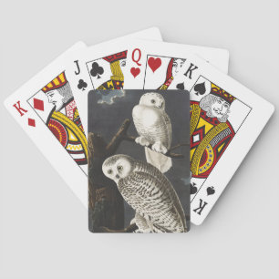 Jeu De Cartes Art vintage de l'oiseau de nuit Hibou blanc d'Audu