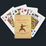 Jeu De Cartes Arts martiaux Cool modernes Karate Kids 8e anniver<br><div class="desc">La force des arts martiaux est présentée dans un design moderne de silhouette karaté avec nom personnalisé en orange brûlé et arrière - plan d'or symbolisant les médailles d'or karaté. Personnalisez le nom, l'âge et la date ou effacez n'importe quelle pièce si vous le souhaitez.</div>