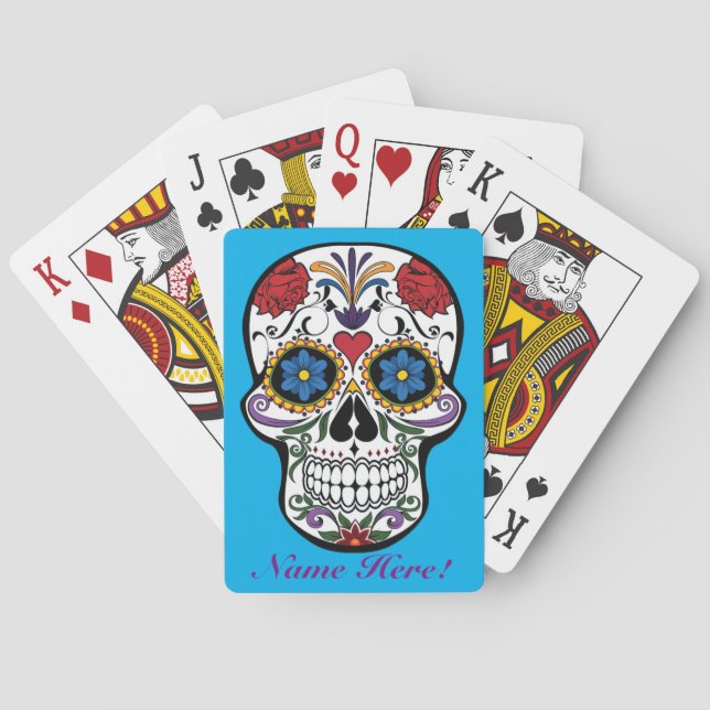 Jeu De Cartes Artsy Sugar Crâne Mexicaine Art Personnalisé Jouer (dos)