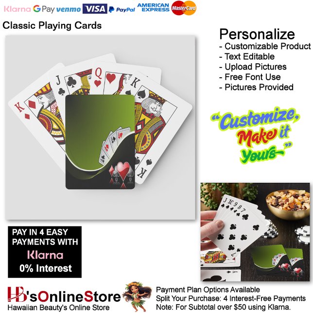 Jeu de cartes As de tous les métiers Fond vert (Ace of All Trades Playing Cards Green Background.)